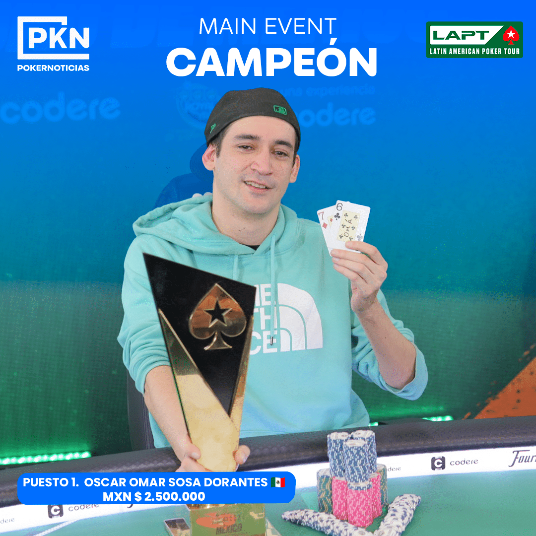 Omar Sosa conquistó el título de 1er campeón LAPT México. ¡Su recompensa fue por MXN$2.500.000!