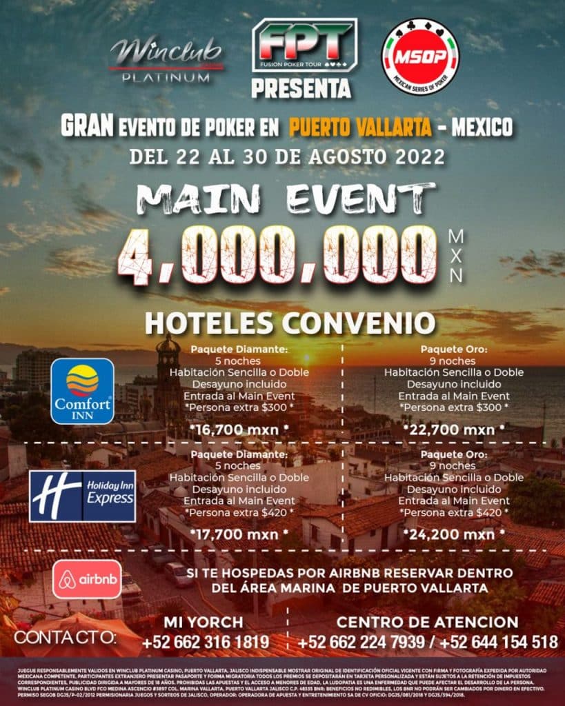 En la paradisíaca Puerto Vallarta, se estrenarán las Mexican Series of Poker