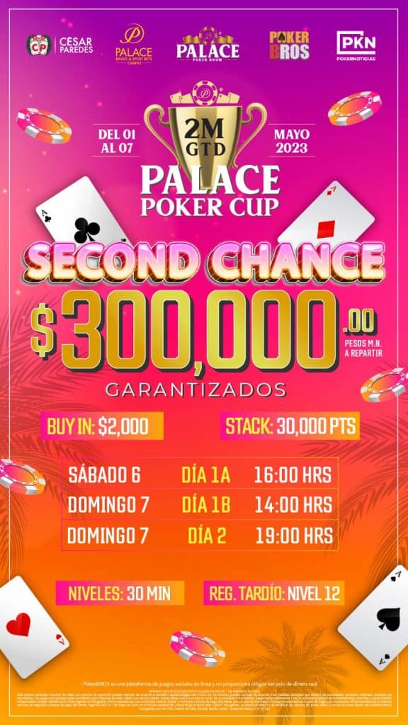 La Palace Poker Cup tendrá lugar del 1 al 7 de mayo con dos millones de pesos en garantizados