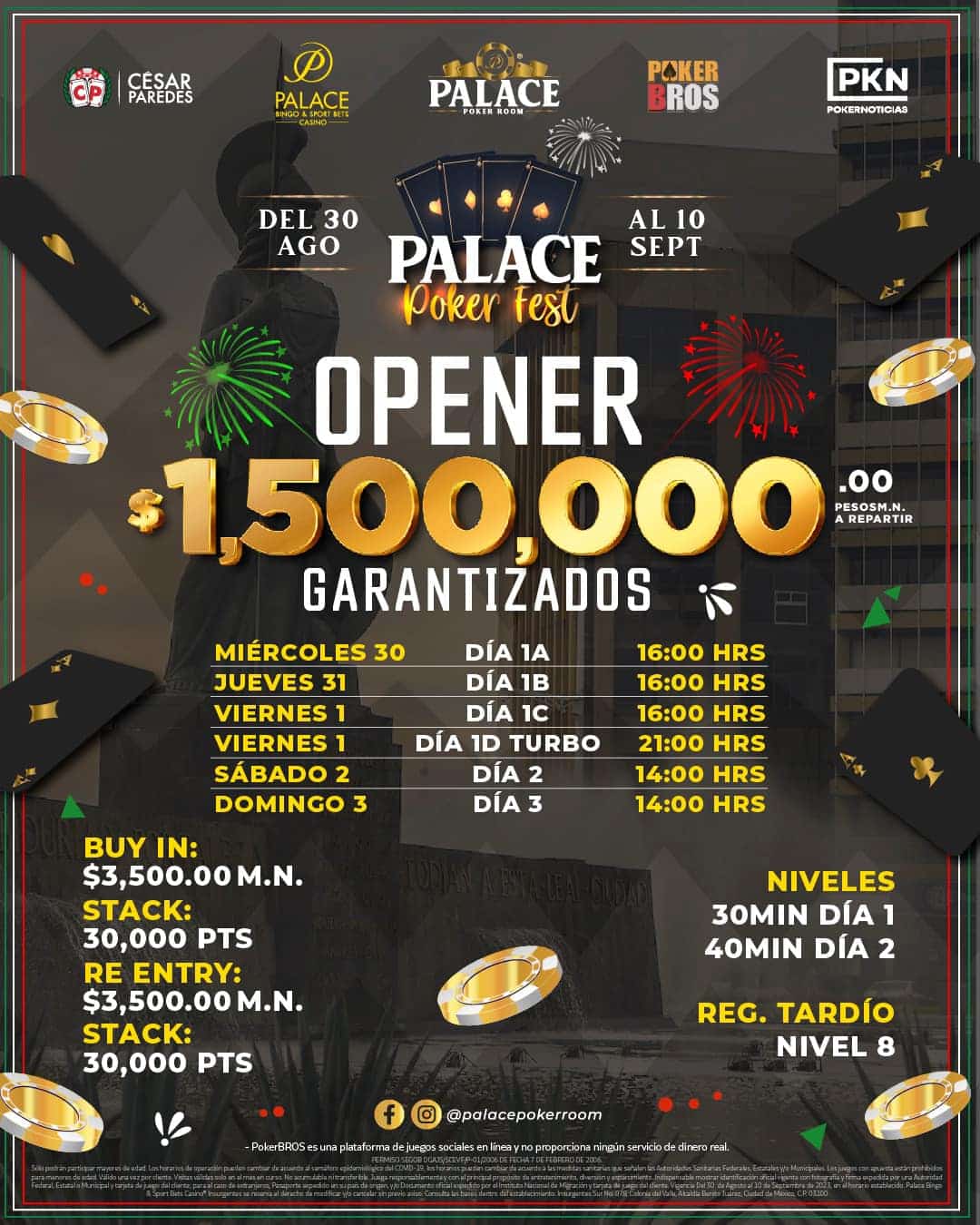 La Palace Poker Fest ha dado el banderazo de salida: hoy el Día 1A del Opener que garantiza MXN