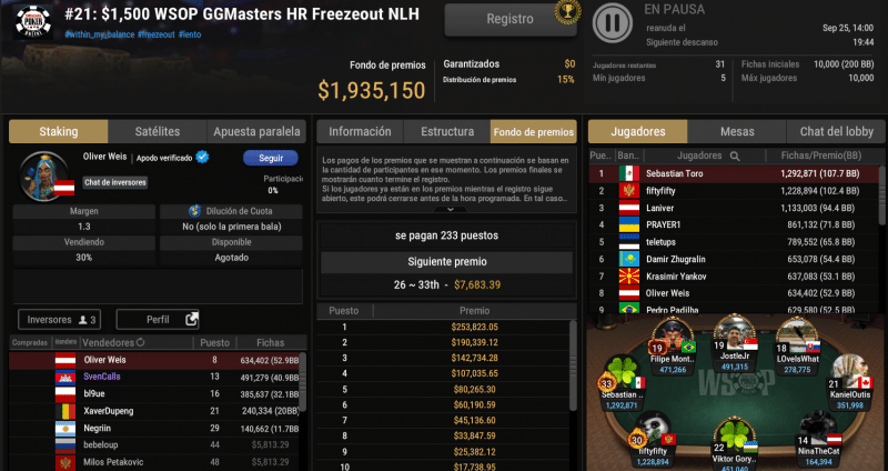 Toro dio una buena muestra de sus capacidades en la lucha por el brazalete del Evento #21 de las WSOP onlinee