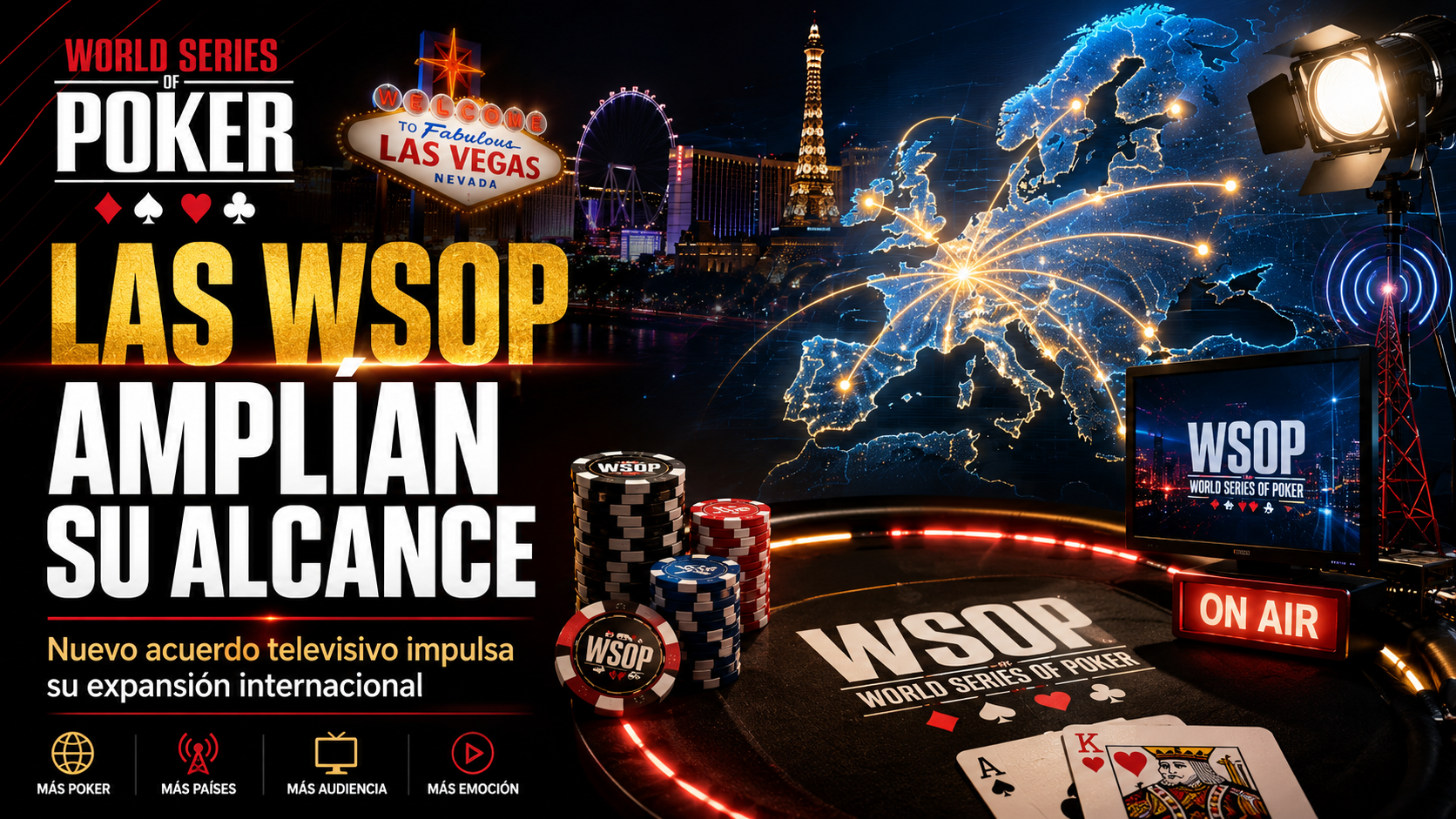 Las WSOP amplían su pantalla global con un acuerdo de tres años junto a Warner Bros