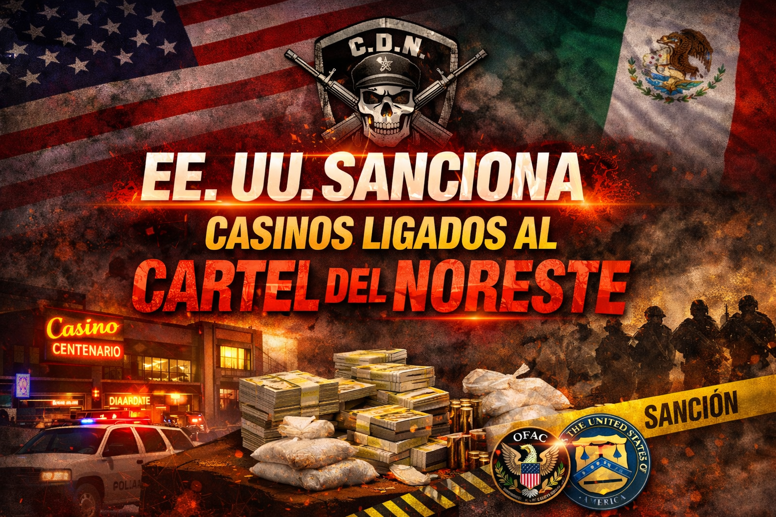 EE. UU. sanciona a casinos y operadores ligados al Cartel del Noreste