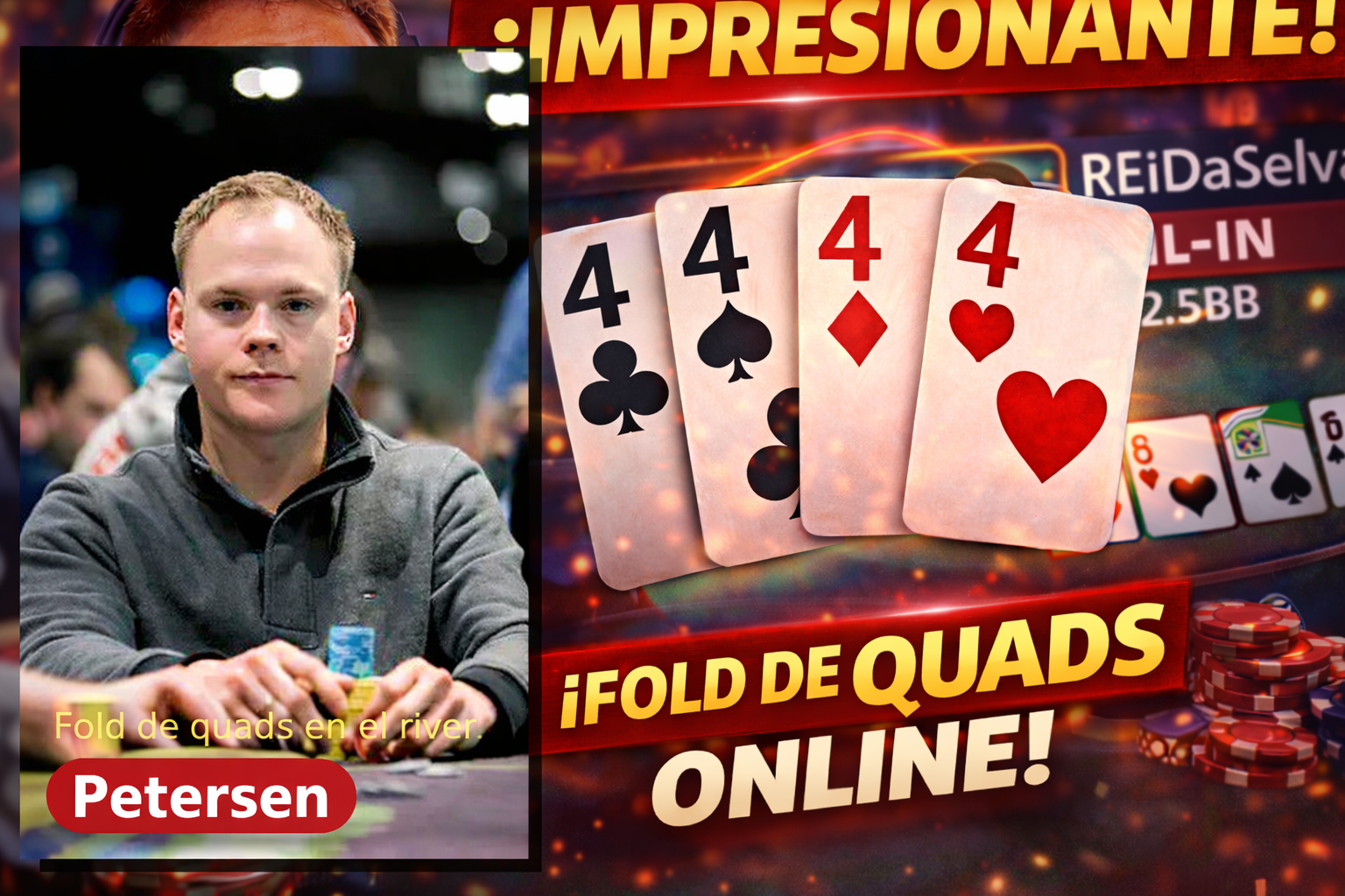 Petersen provoca el fold imposible: su rival tiró quads en GGPoker