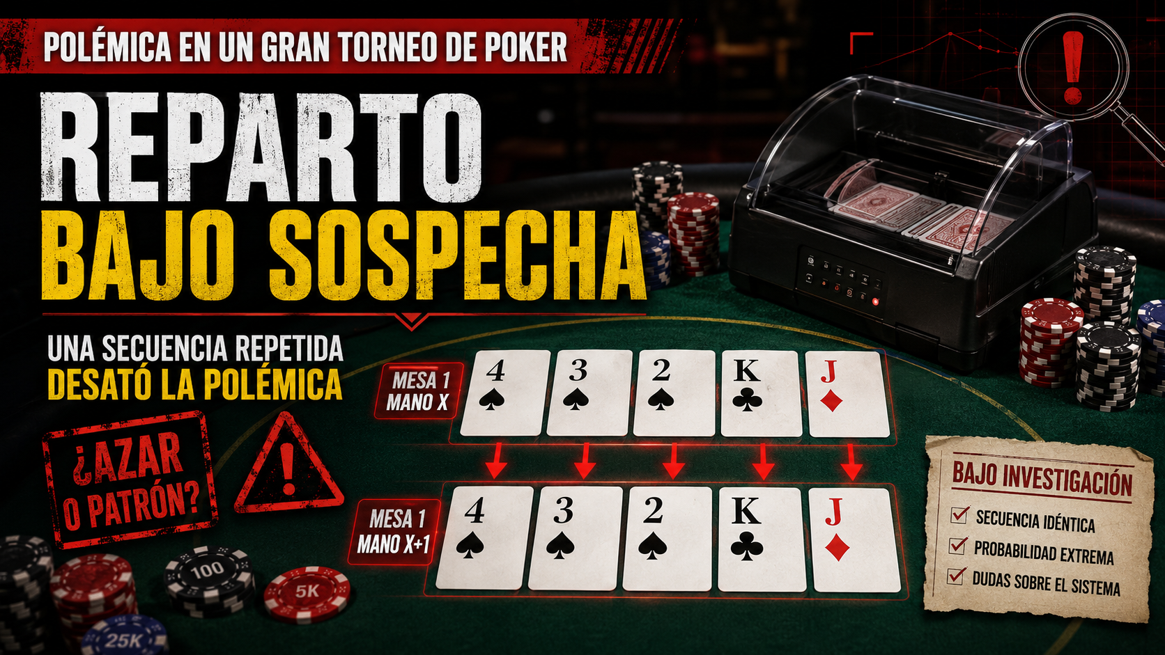 Una mano repetida dos veces desata debate sobre las barajadoras automáticas en la WSOP