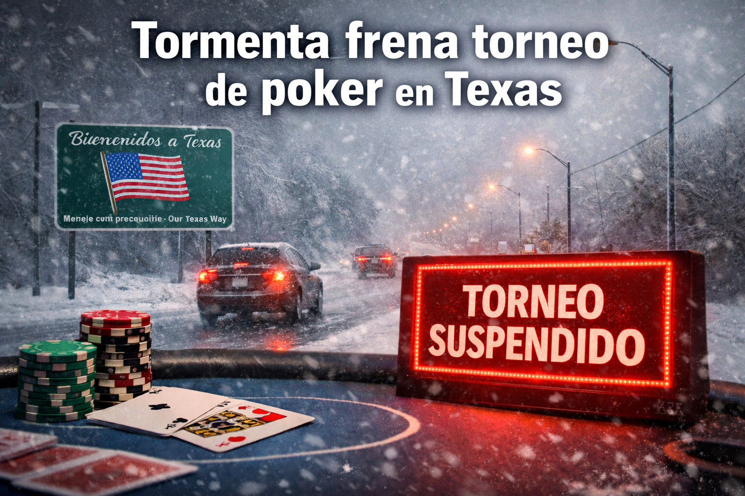 Tormenta invernal frena torneo de poker en Texas