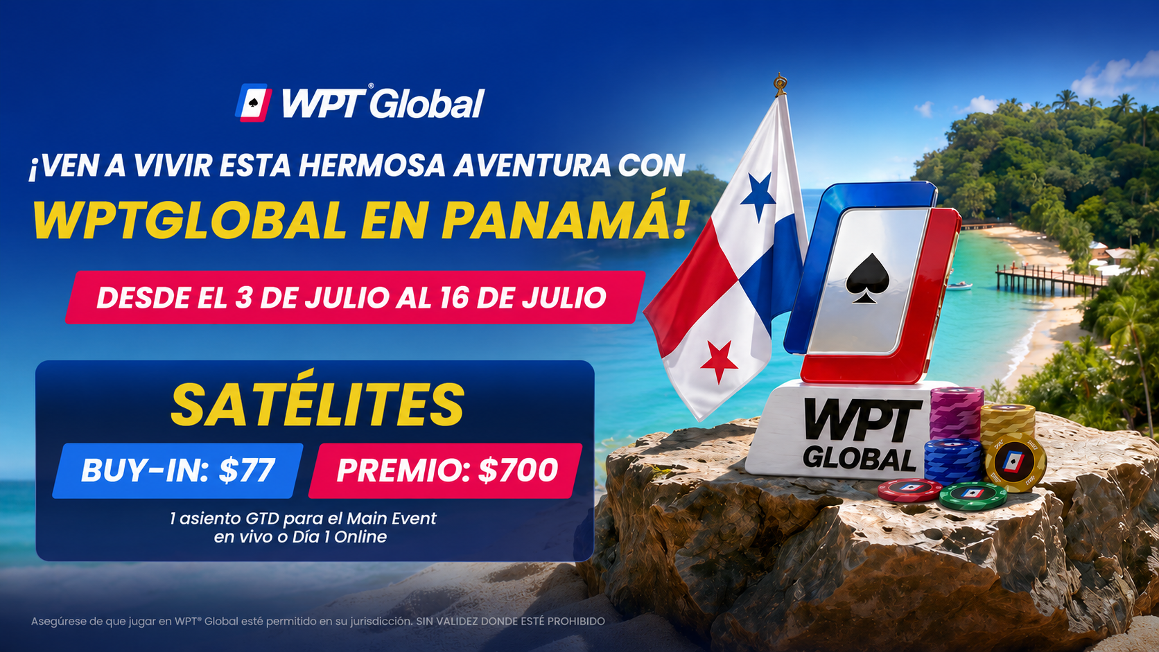 Satélites del WPT Global Panamá Festival: clasifica al Main Event de $500.000 GTD desde solo $77