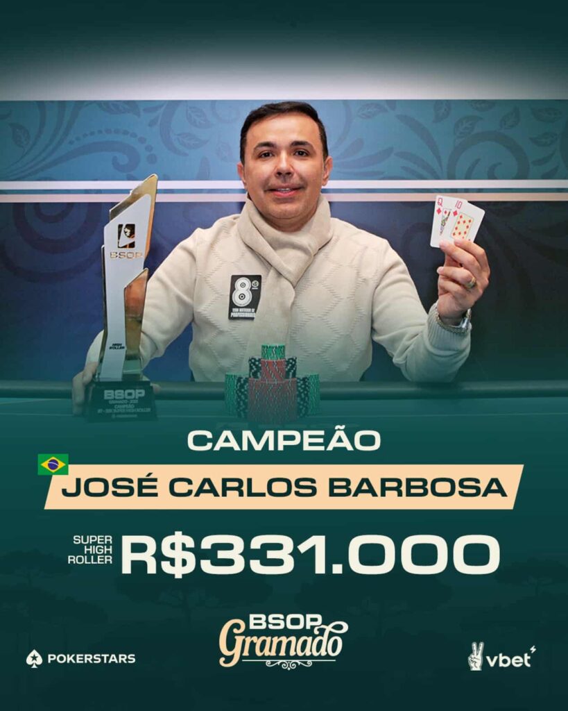 Sebastián Fonseca quedó a un paso del podio en el SHR de la BSOP Gramado: José Barbosa fue el campeón