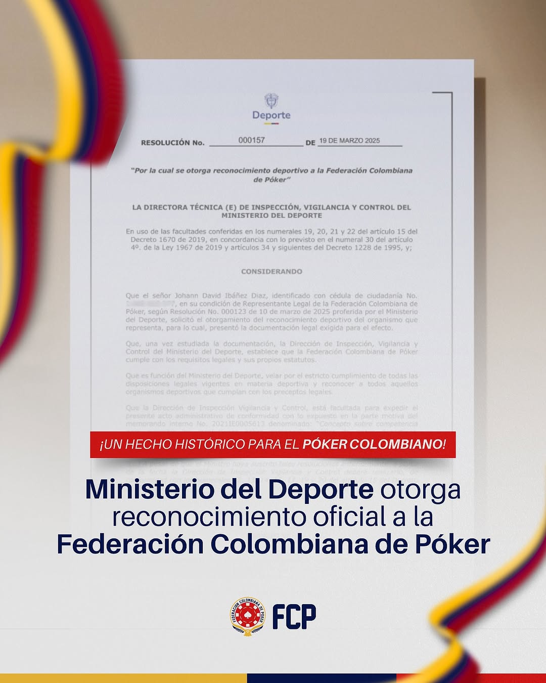 La Federación Colombiana de Poker ya tiene reconocimiento deportivo