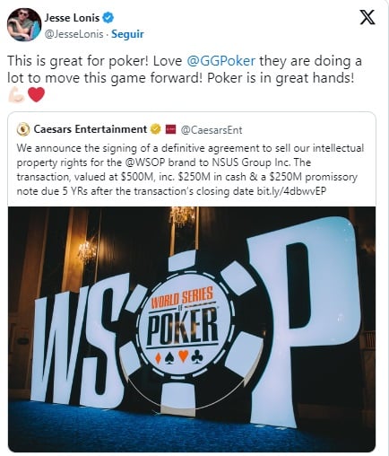 Las reacciones ante la compra de las WSOP por parte de GGPoker evidencian expectativa y optimismo