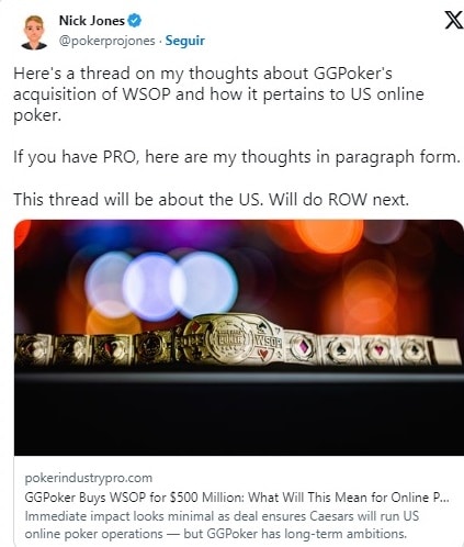 Las reacciones ante la compra de las WSOP por parte de GGPoker evidencian expectativa y optimismo