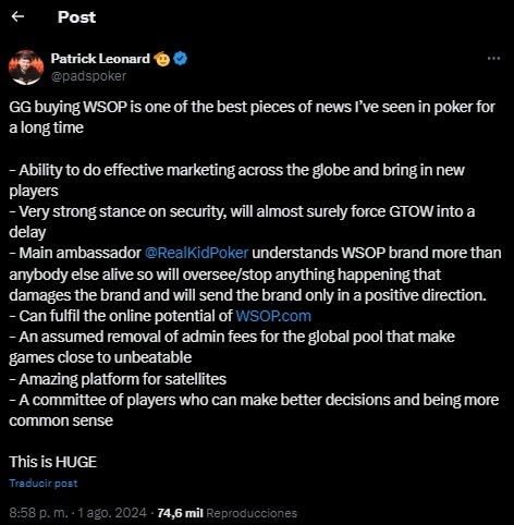 Las reacciones ante la compra de las WSOP por parte de GGPoker evidencian expectativa y optimismo