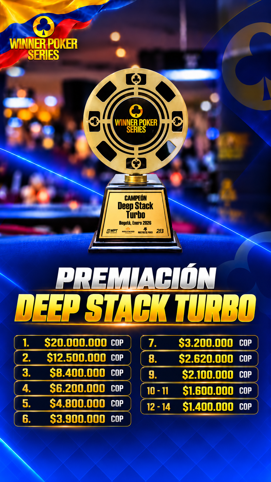 Carlos Sansoucy lidera a los 14 finalistas del Deep Stack Turbo